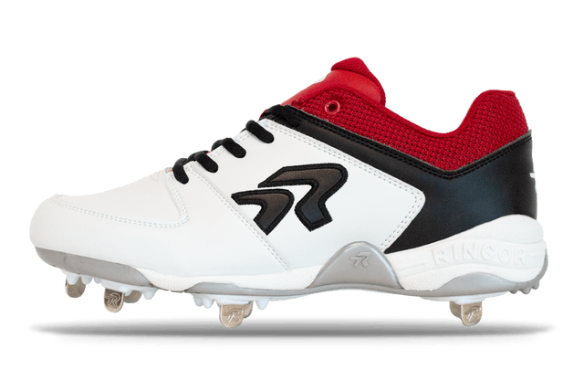 Women's Flite Metal Softball Cleats - White/Red/Blue
